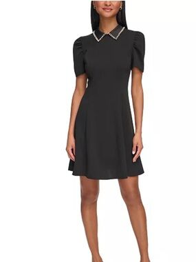 Karl Lagerfeld Embellished Collar Mini Dress in Black